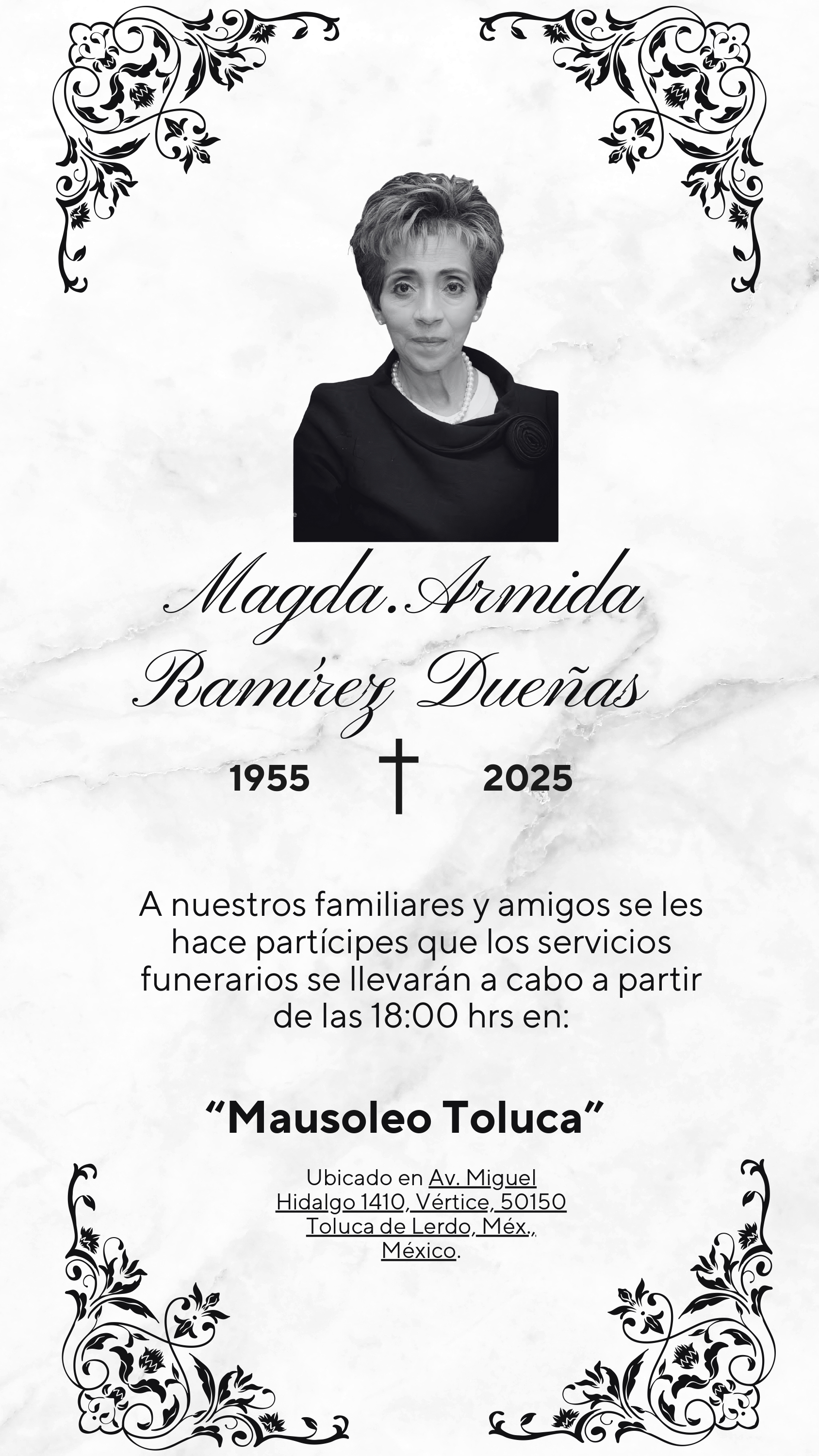 Obituario Vicepresidenta Armida Ramirez Duenas